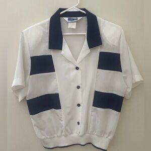 VTG Cape Cod Sportswear Blouse Women's Size 12 Button Up S/S Shirt Color Block